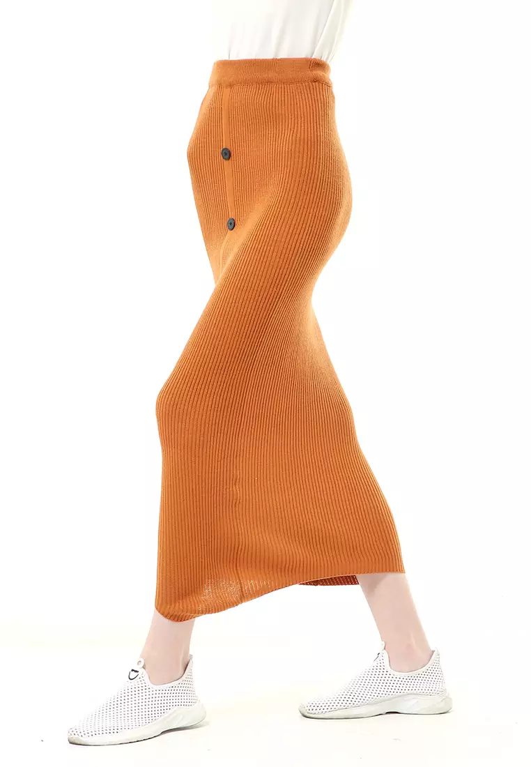 Deliana Rok Rajut Kancing Bawahan Wanita Premium Quality - Coral