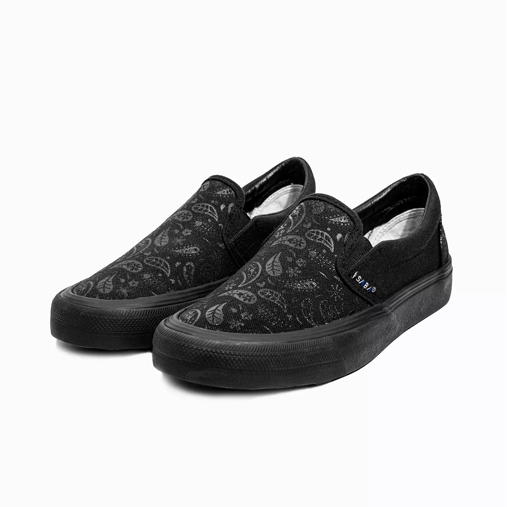 SABA Slip on Paisley Classic All Black - Sepatu Sneakers Casual Pria Wanita | Sepatu Pria Original 100% | Slip On PSL 02