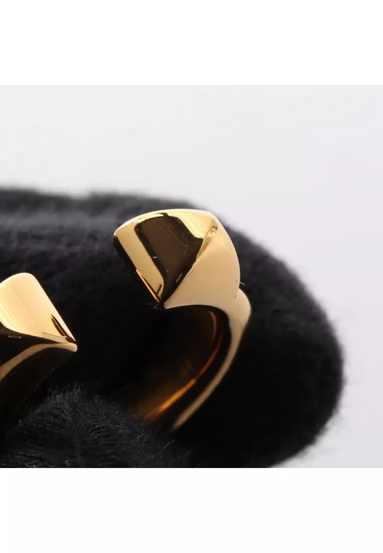 Pre-Loved Hermès Athena Double crew ring ring GP leather gold black
