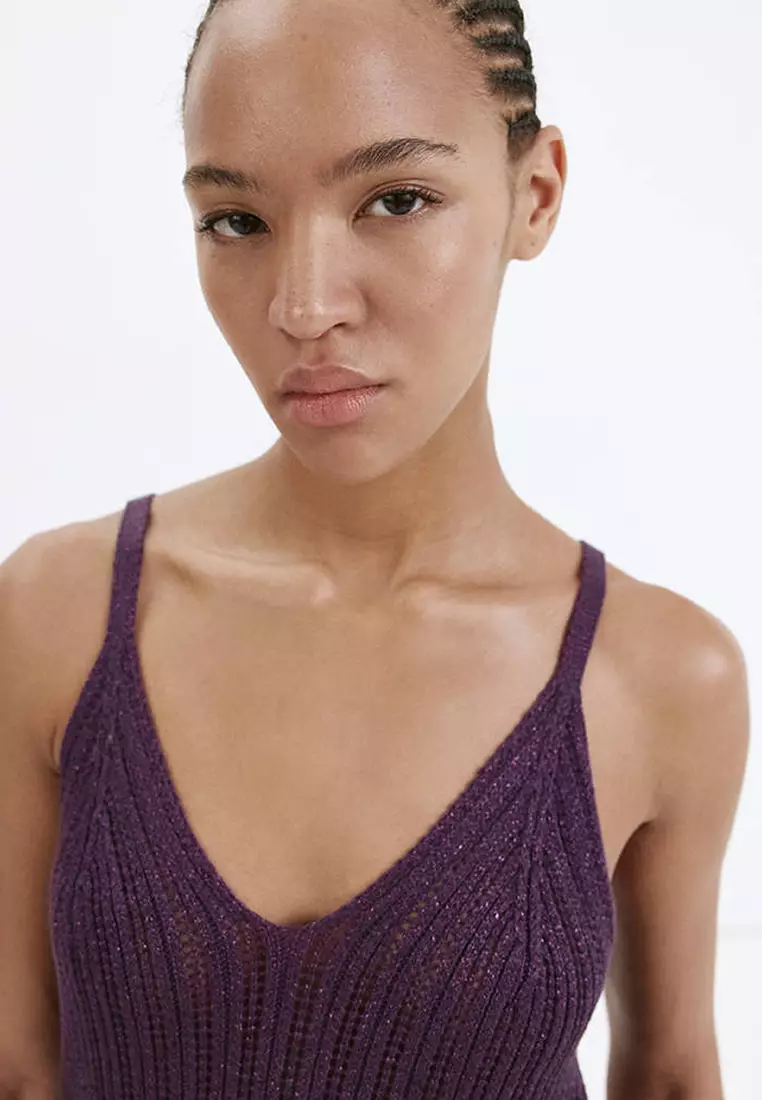 Openwork Lurex Knit Top