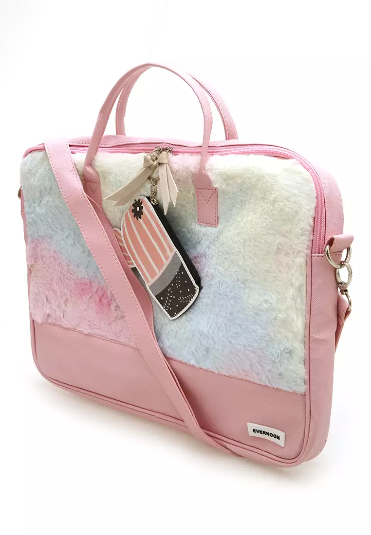 Shania Laptop SlingBag Fluffy Purple Pink With Mini Pouch - Pink 4 Cactus