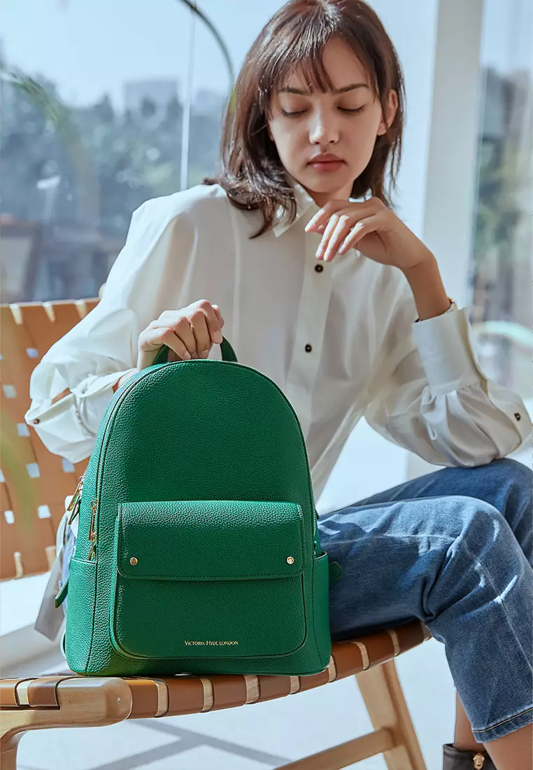 Backpack Women's PU Leathers bag Alexandra Light and high capacity- Green