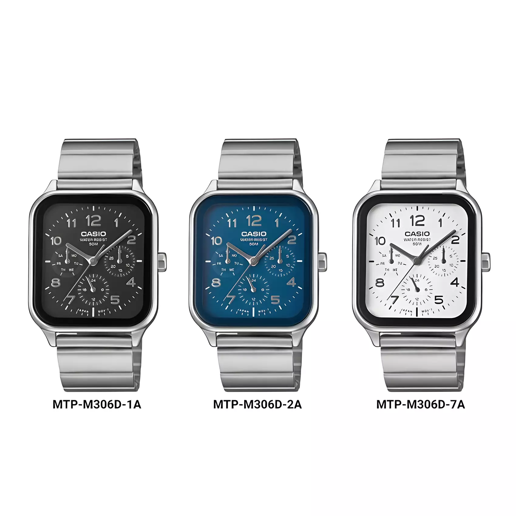 Casio - Jam Tangan Chronograph Pria - Silver Black - Stainless Steel - MTP-M306D-1AV