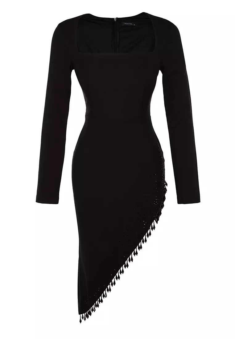 Fitted Evening Dress with Stones