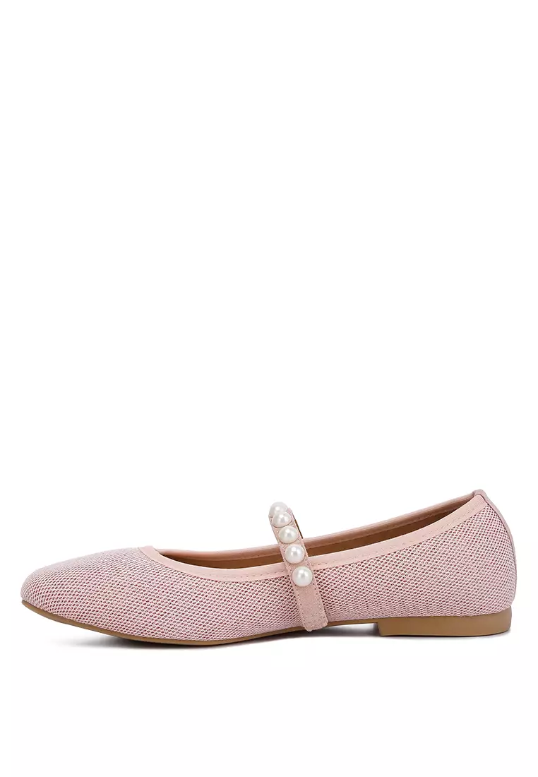 Pink Pearl Embellished Ballerina Flats