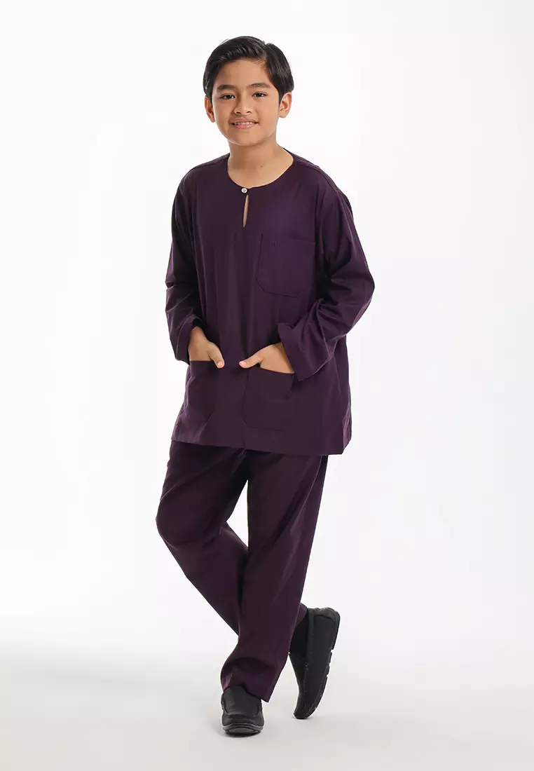 Forest x Hatta Dolmat Baju Melayu Teluk Belanga Budak - FK24104BM-70DkPurple