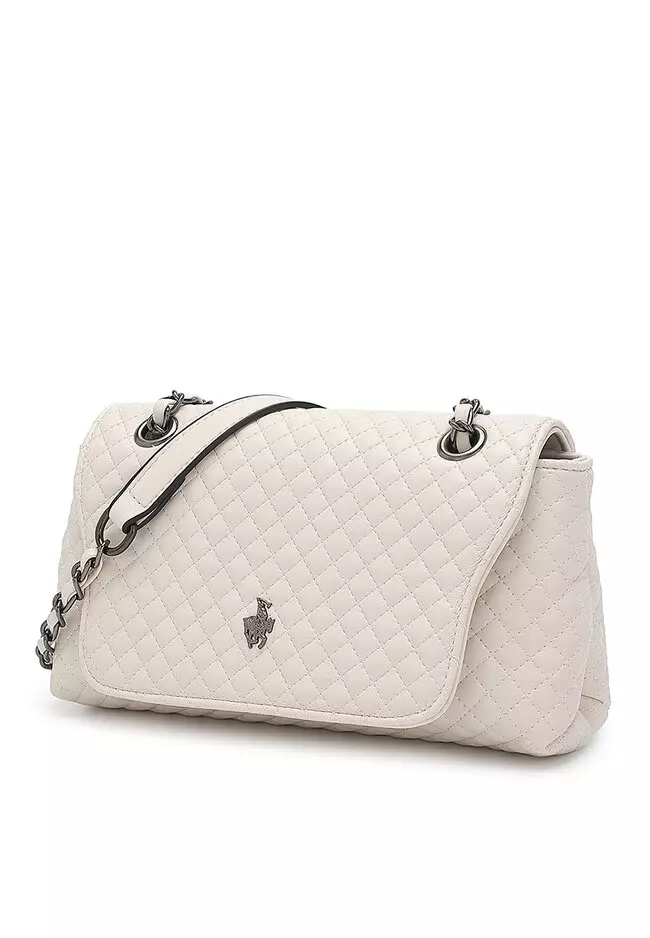 Quilted Sling Bag / Crossbody Bag - Beige