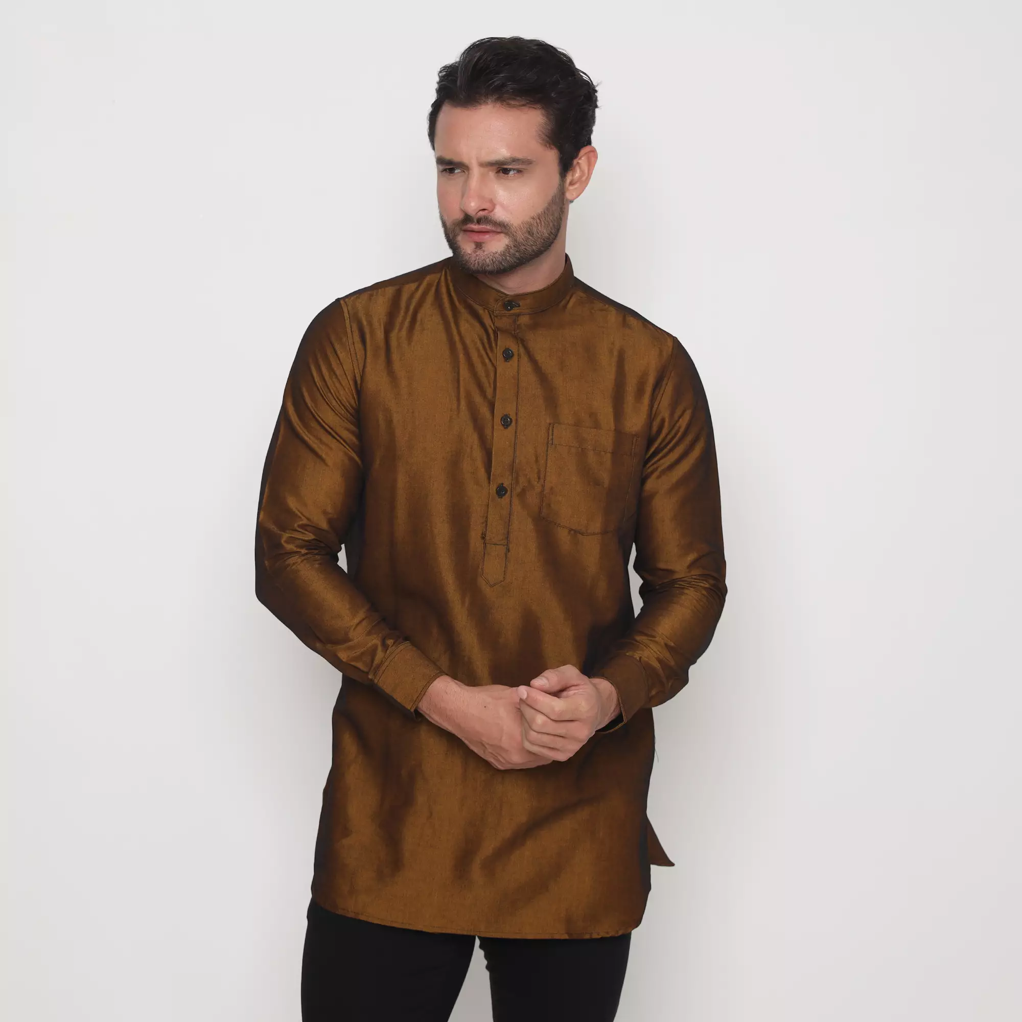 Platini Kemeja Pria Koko Kurta Shanghai Lengan Panjang Kuning 86010