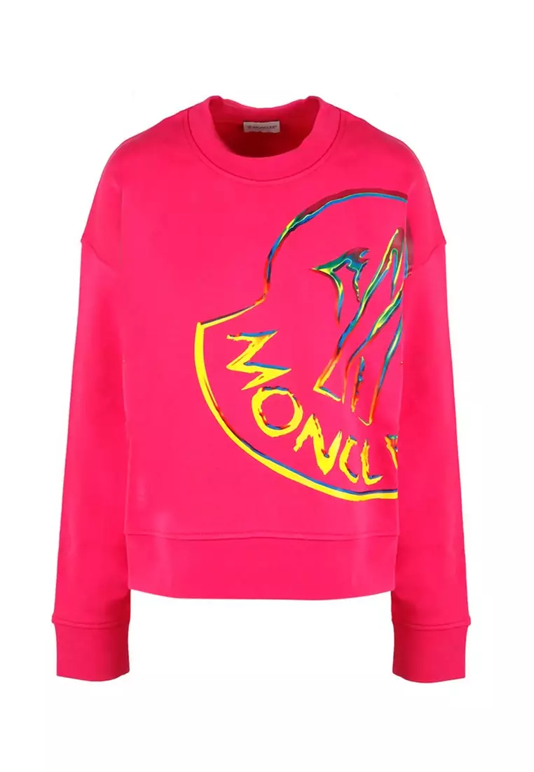 Oversized Colorful Logo Printed Sweatshirt in Pink