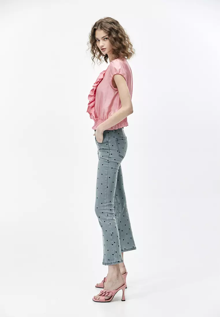 Polka Dot Boot Leg Jeans