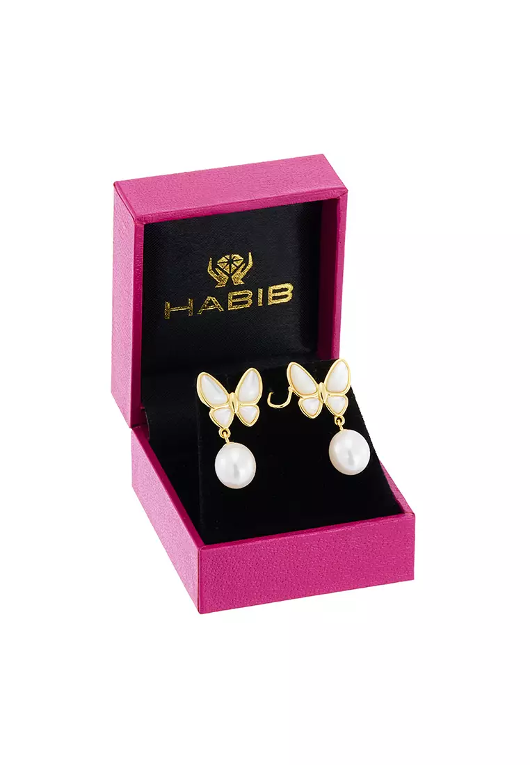 HABIB 925 Yellow Gold Fresh Water Pearl Earrings Z4528S(2)-E(YG)