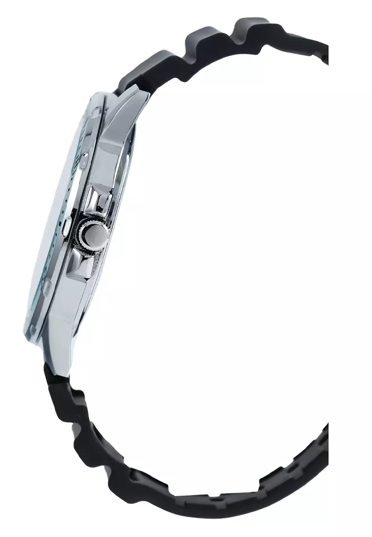 Casio - Jam Tangan Analog Pria - Silver - Black Rubber Strap - MTP-VD300-7B