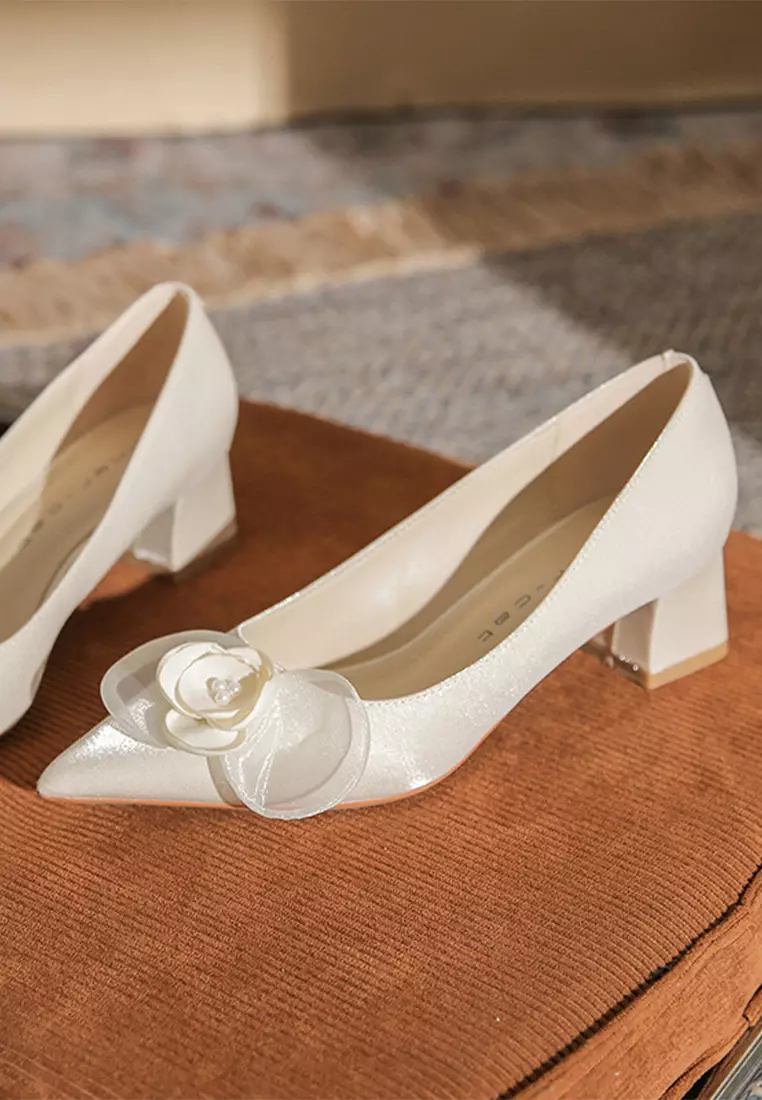 5CM Floral Satin Mid Heels IF513-5