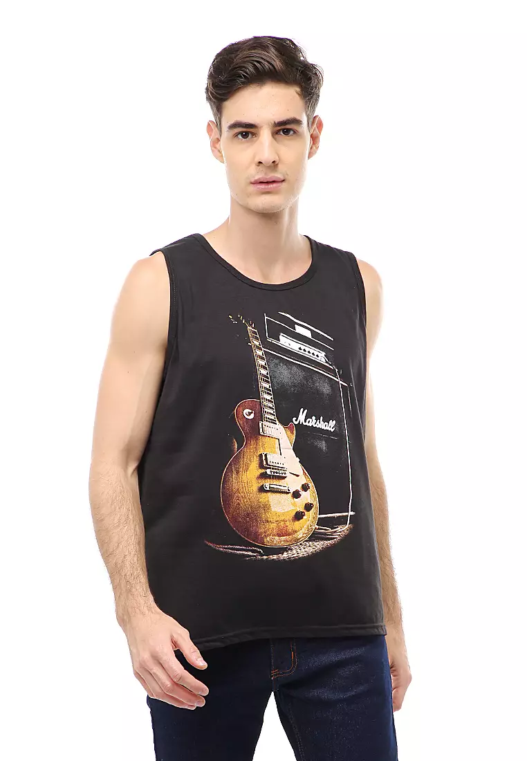 Agies Pakaian Dalam Pria Tank Top Singlet Guitar Motive Material Cotton ORIGINAL - Black