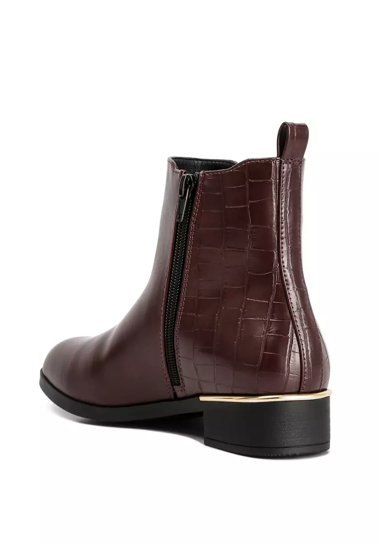 Faux croc cheap leather chelsea boots