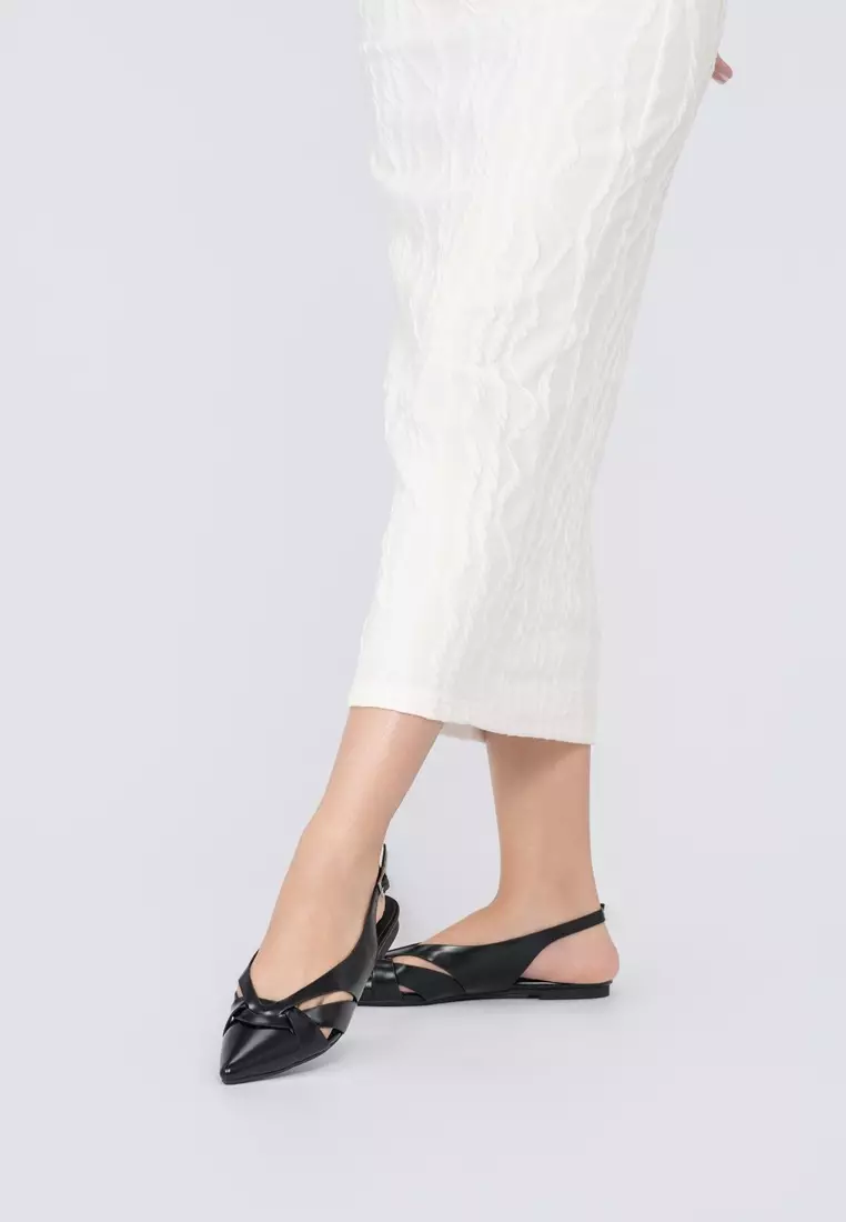 STRAPPY POINTED TOE SLINGBACK FLATS 尖头搭扣平底凉鞋