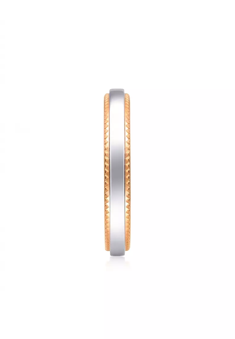 18K Solid Gold & 950 Platinum PROMESSA Majesty Ring for Men (Size: 18, Diameter 18.3mm) 75227R