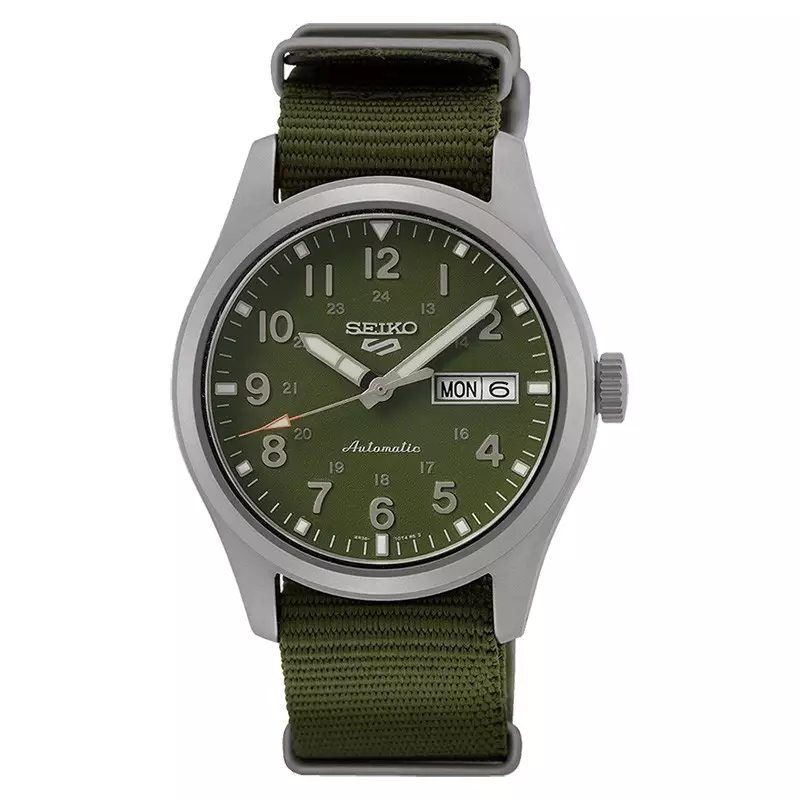 Seiko SRPG33K1 Silver Tali Parasut Hijau Cowok