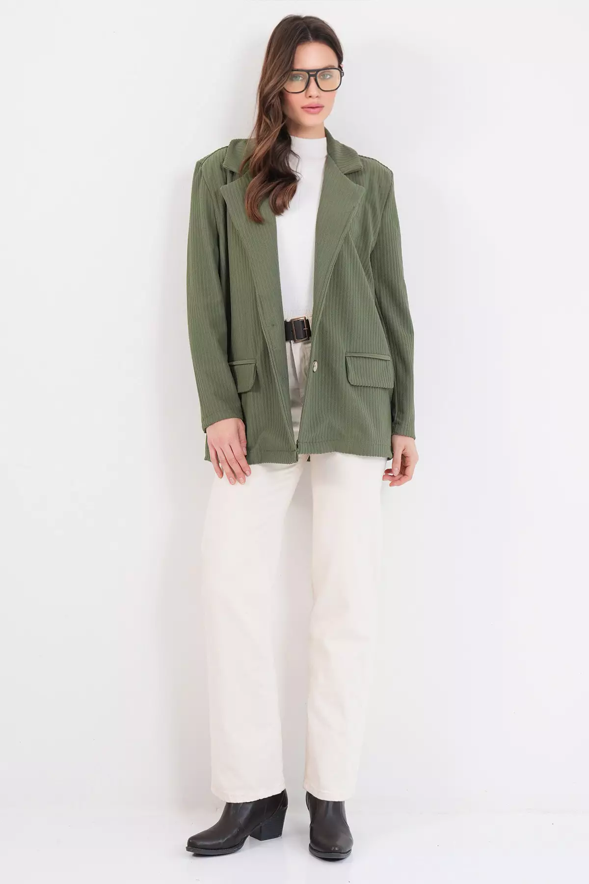 Green Oversize Blazer Jacket Alc-X14776