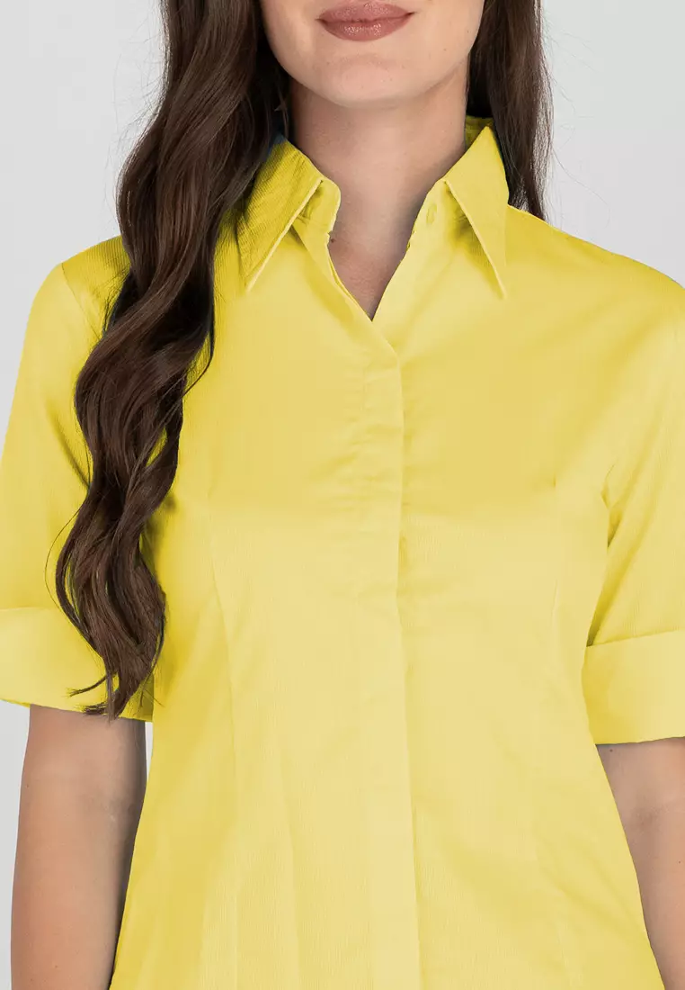 Diana 3/4 Sleeve Plain Button Down Office Blouse