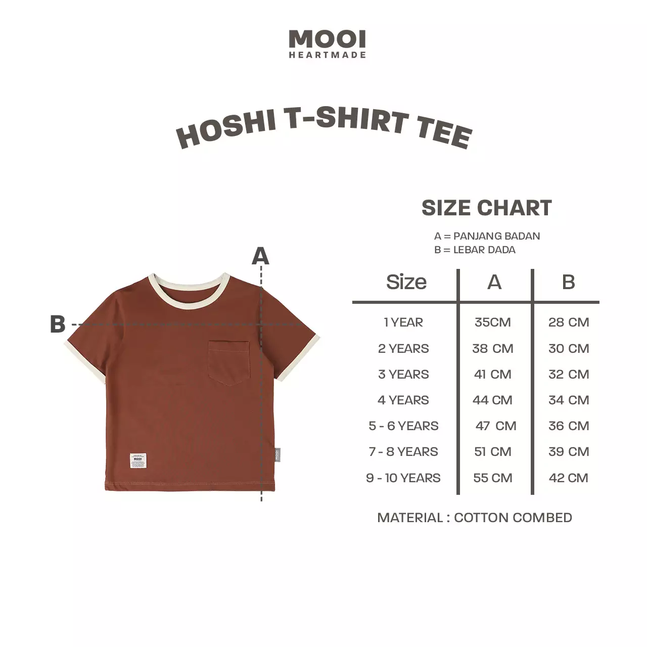 Mooi Kaos Anak Laki-Laki Hoshi T-Shirt Tee - Brown