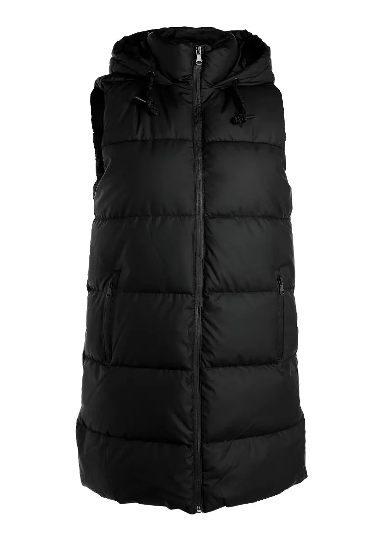 Hooded Sleeveless Vest Jumper in Black