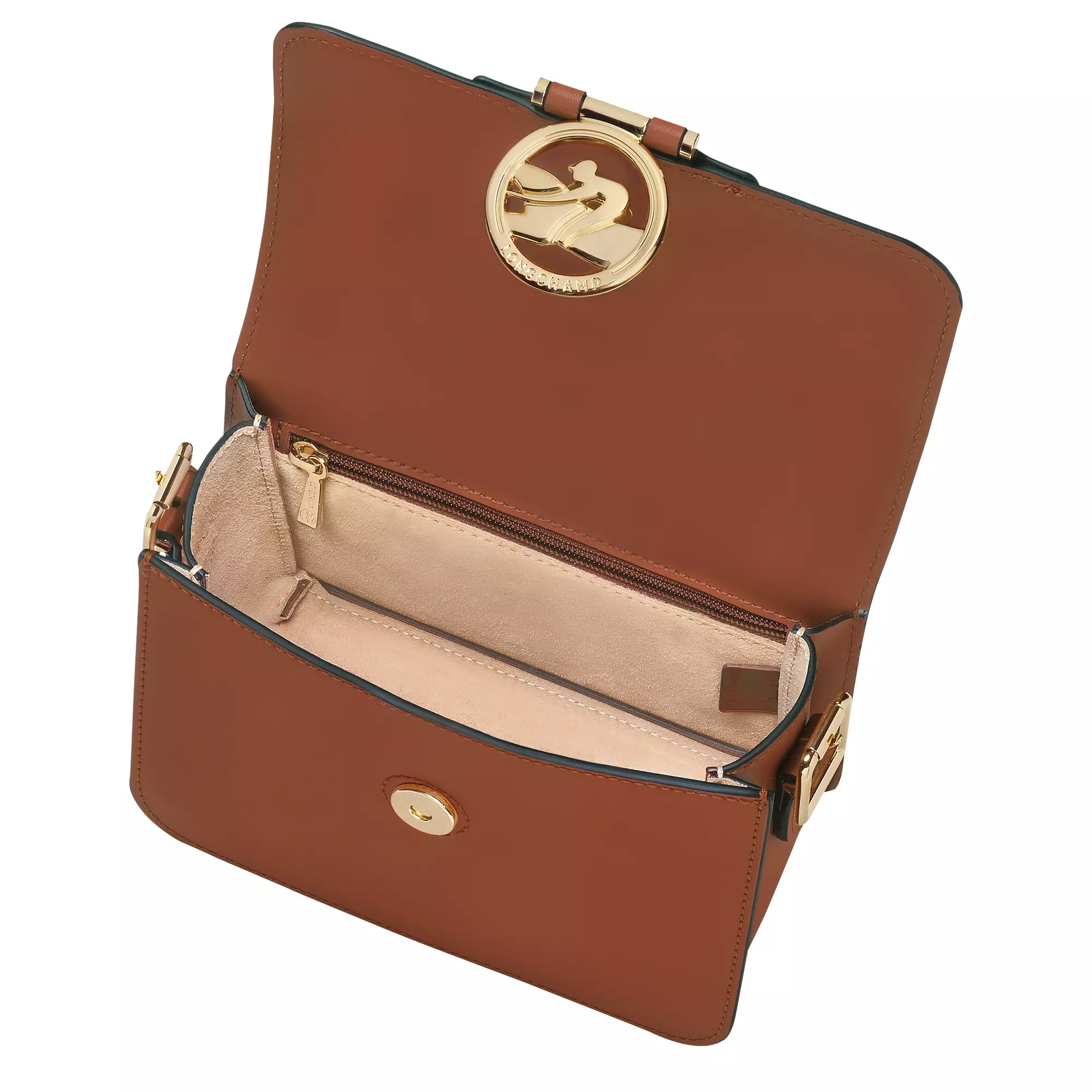 Box-Trot Leather Crossbody bag S - Cognac Brown