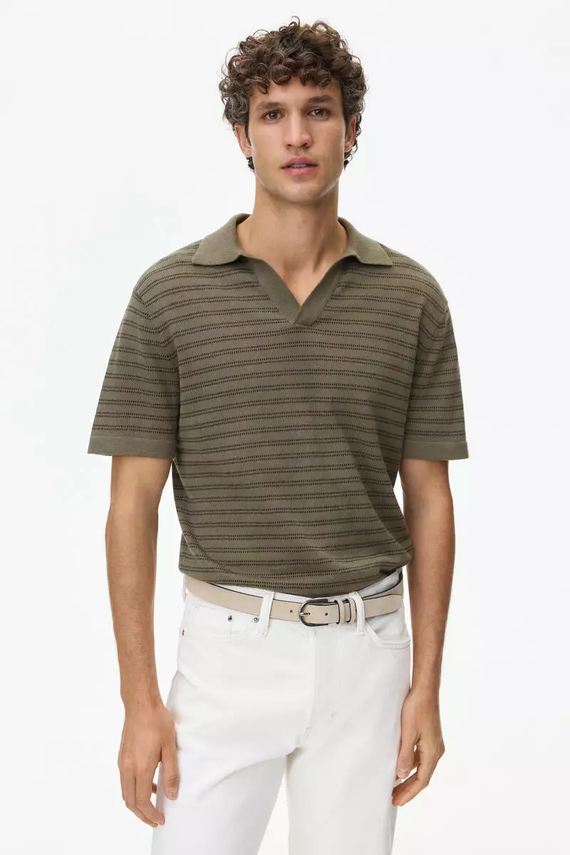 Regular Fit Linen-blend polo shirt