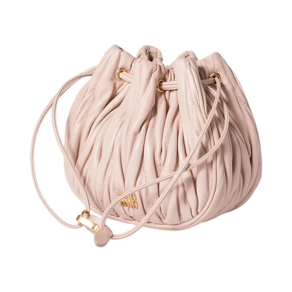 Matelassé Nappa Leather Pouch Powder Pink