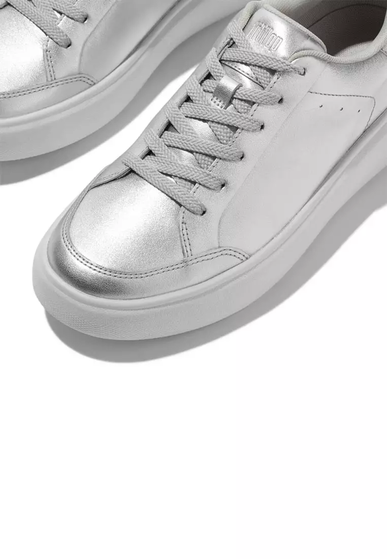 FitFlop RTG Metallic-Leather Sneakers - Silver (E5T-011)
