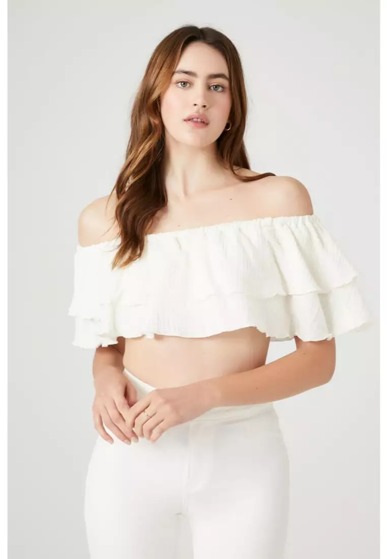 Off The Shoulder Flounce Crop Top