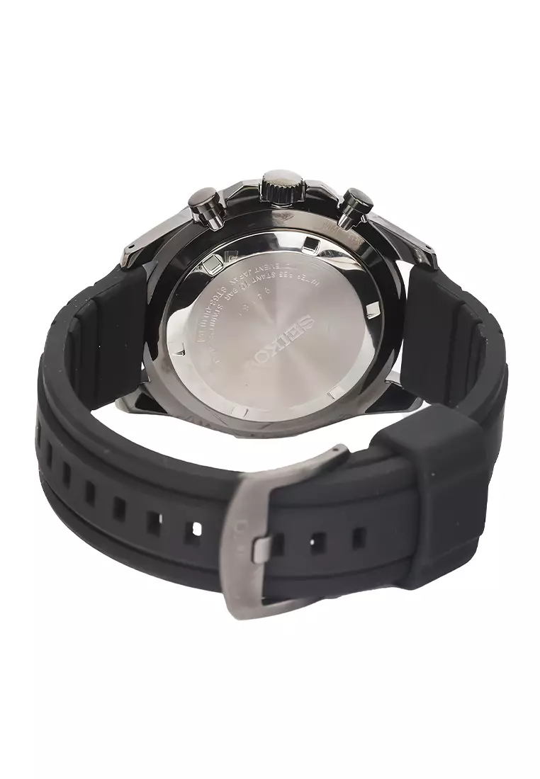 Jam Tangan Pria Seiko Chronograph SSB349P1 Neo Sport - Black Rubber Strap