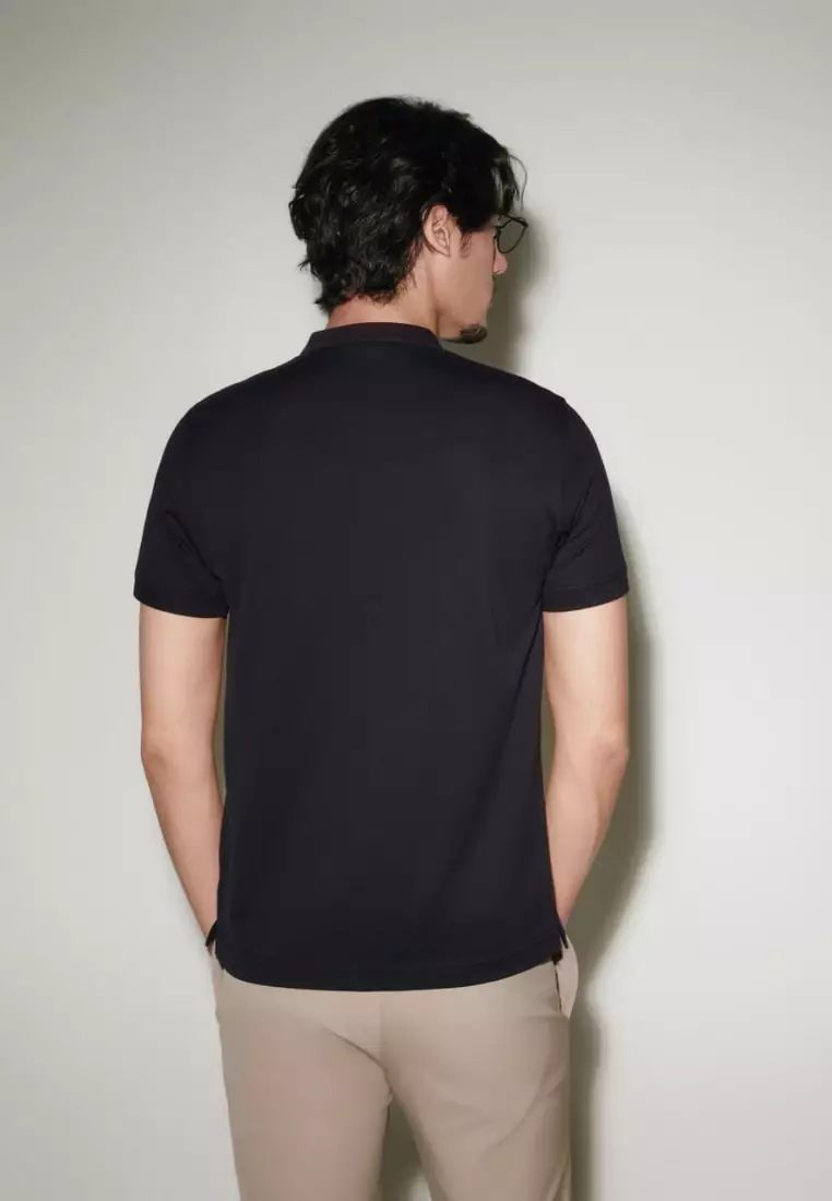 Non-Iron Pure Cotton Stand Collar Polo Tee