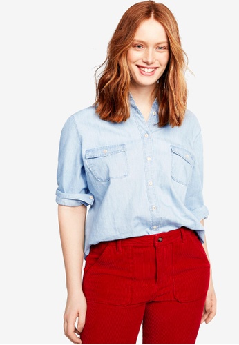 denim shirt red