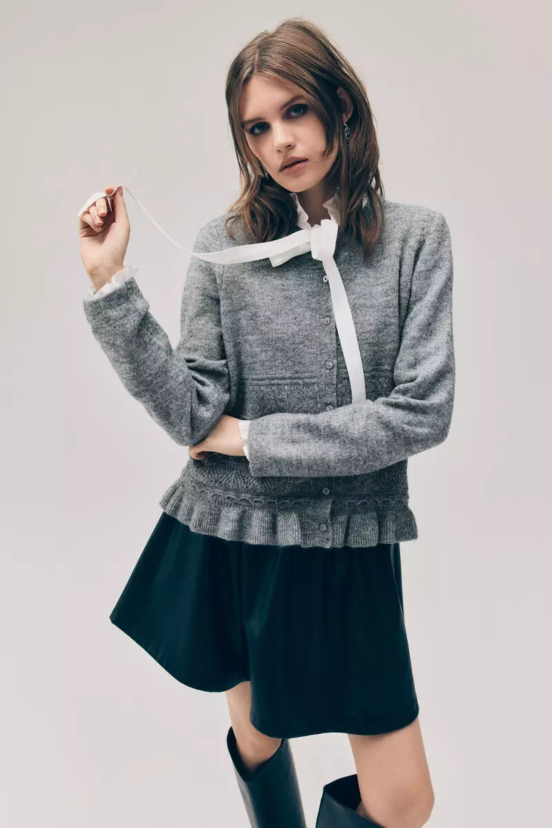 Pointelle-knit cardigan