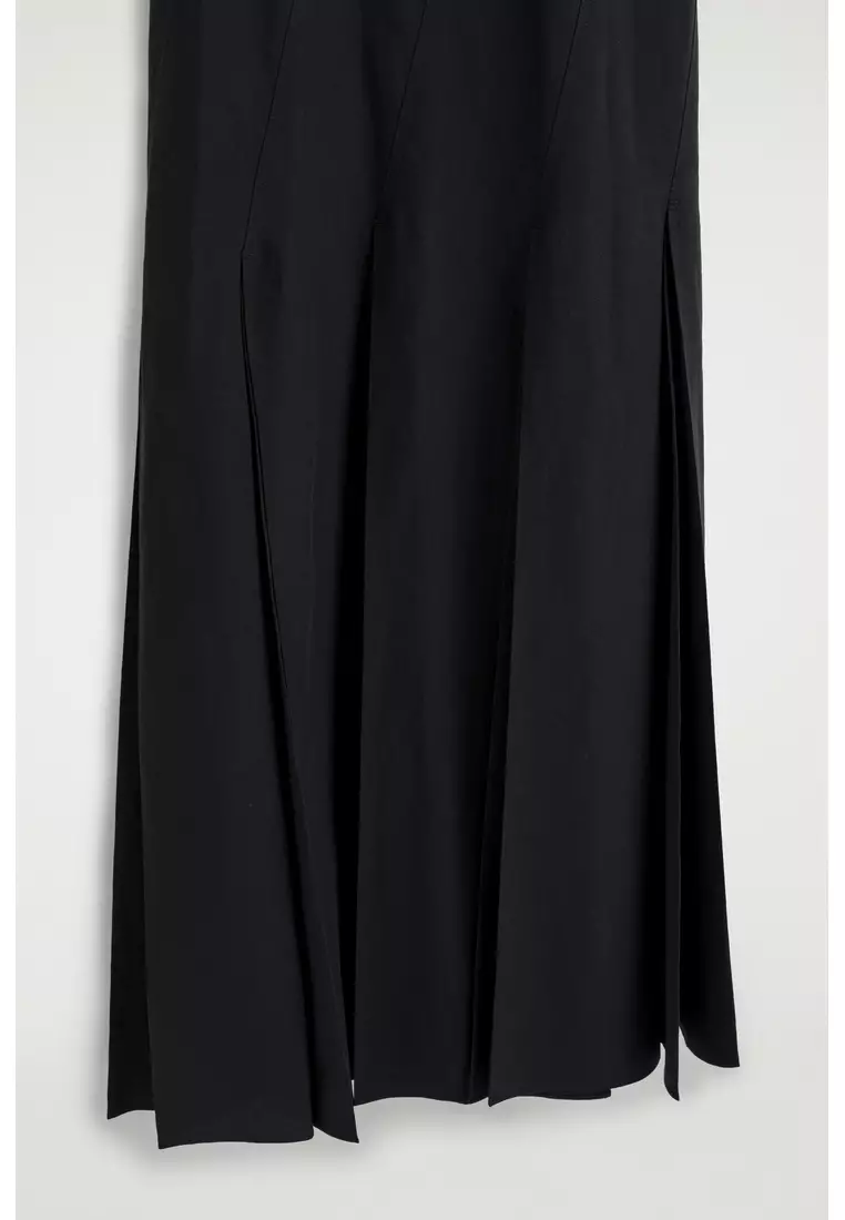 PLEATED COTTON-LINEN MAXI DRESS