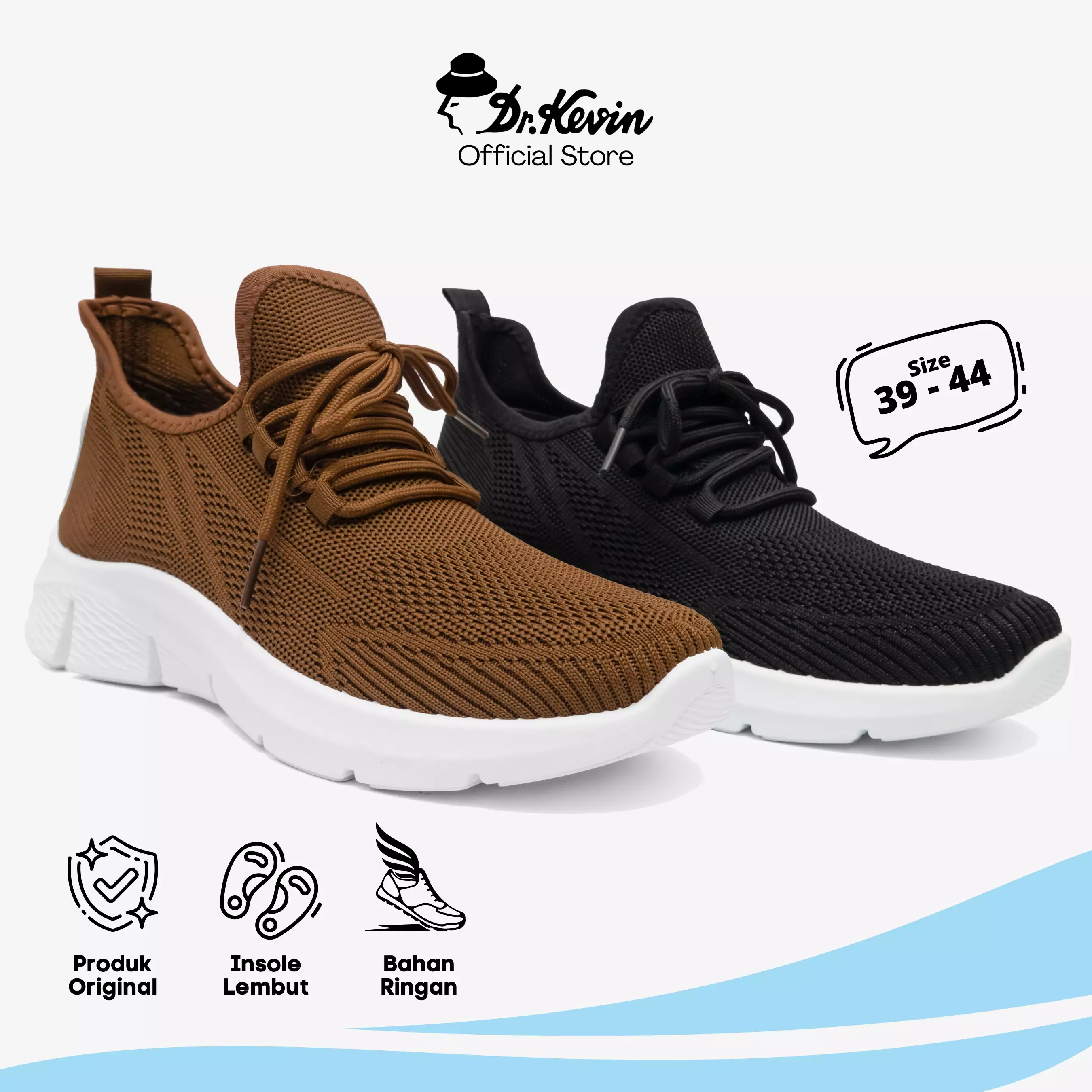 Dr. Kevin Sepatu Sport Pria Men Sneakers Sekolah Flyknit Tali 889-078