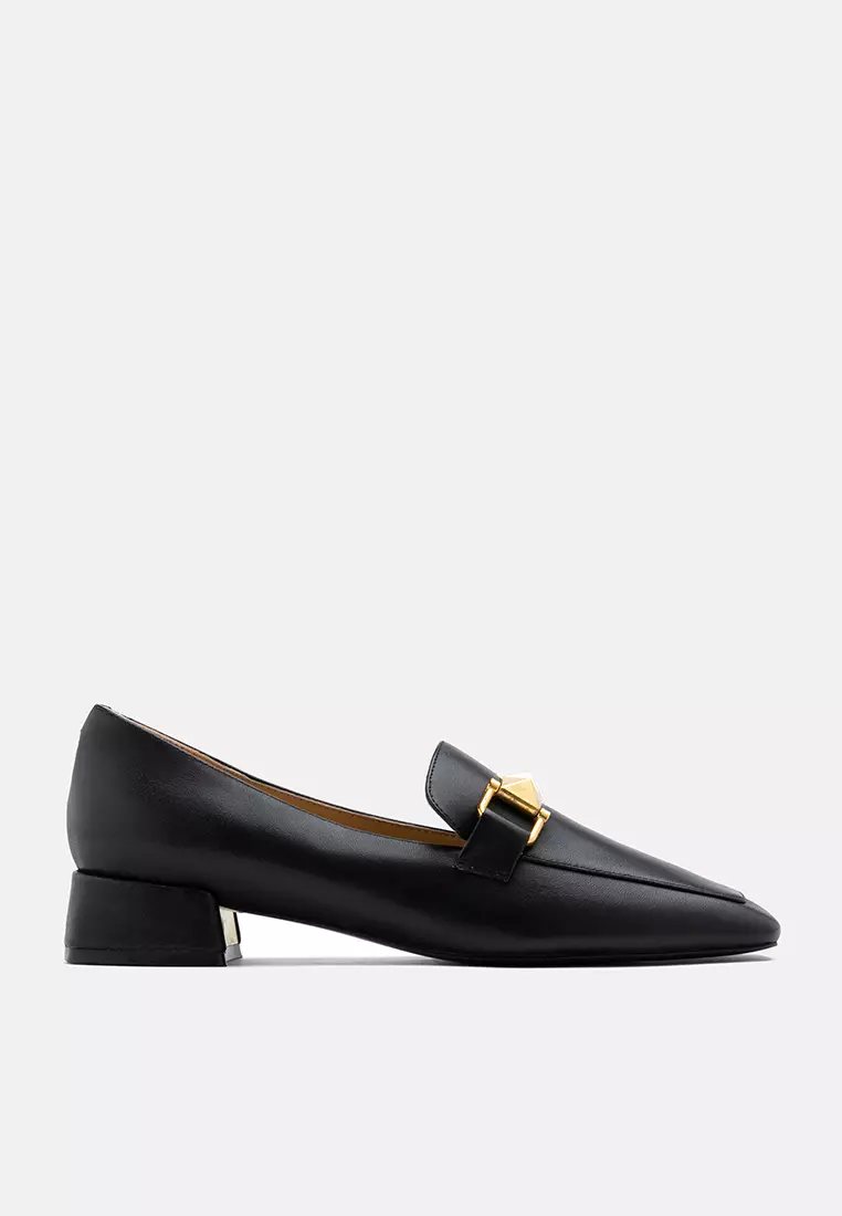 Discount on Pazzion  shoes - SKU: Winne Studded Buckle Loafer Heels Black