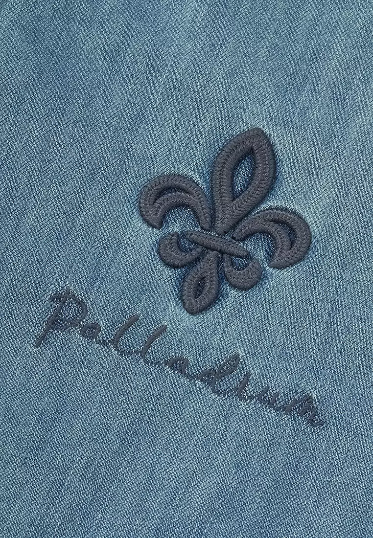 男裝鳶尾花 LOGO 復古休閒長袖裇衫