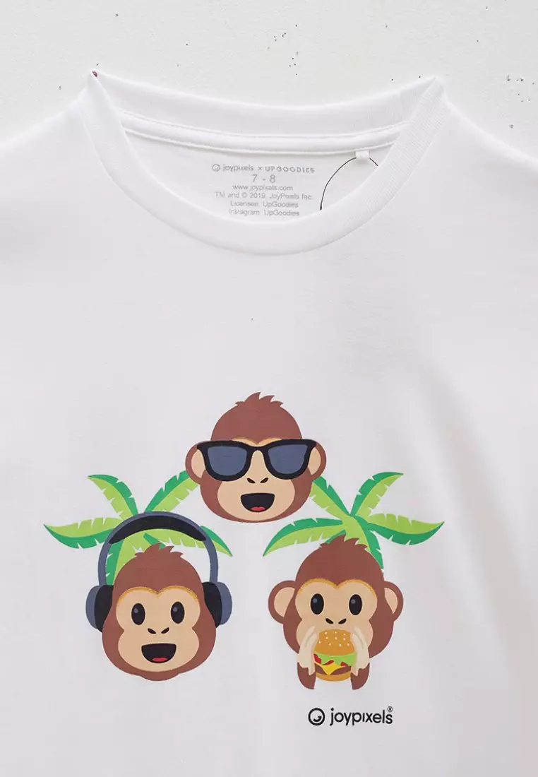 T-shirt Kids Joypixels White Three Wise Monkey