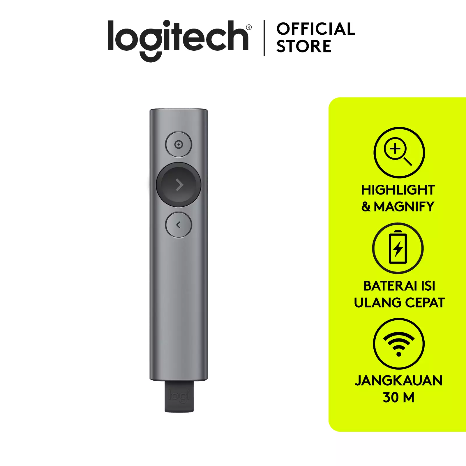 Jual Logitech Logitech Spotlight Pointer Presenter Advanced Wireless / Bluetooth Slate