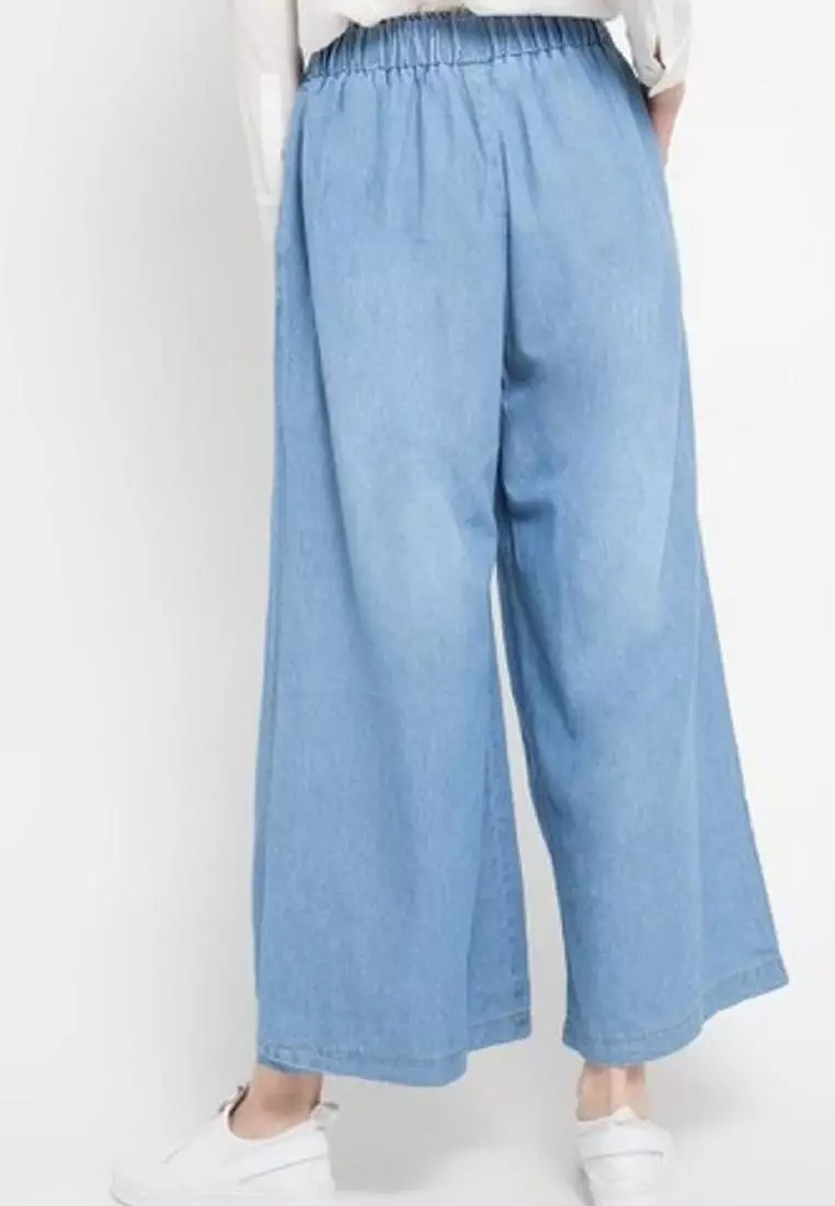 Denim Palazzo Kelly (Celana Kulot Bawah Lebar) Light Blue