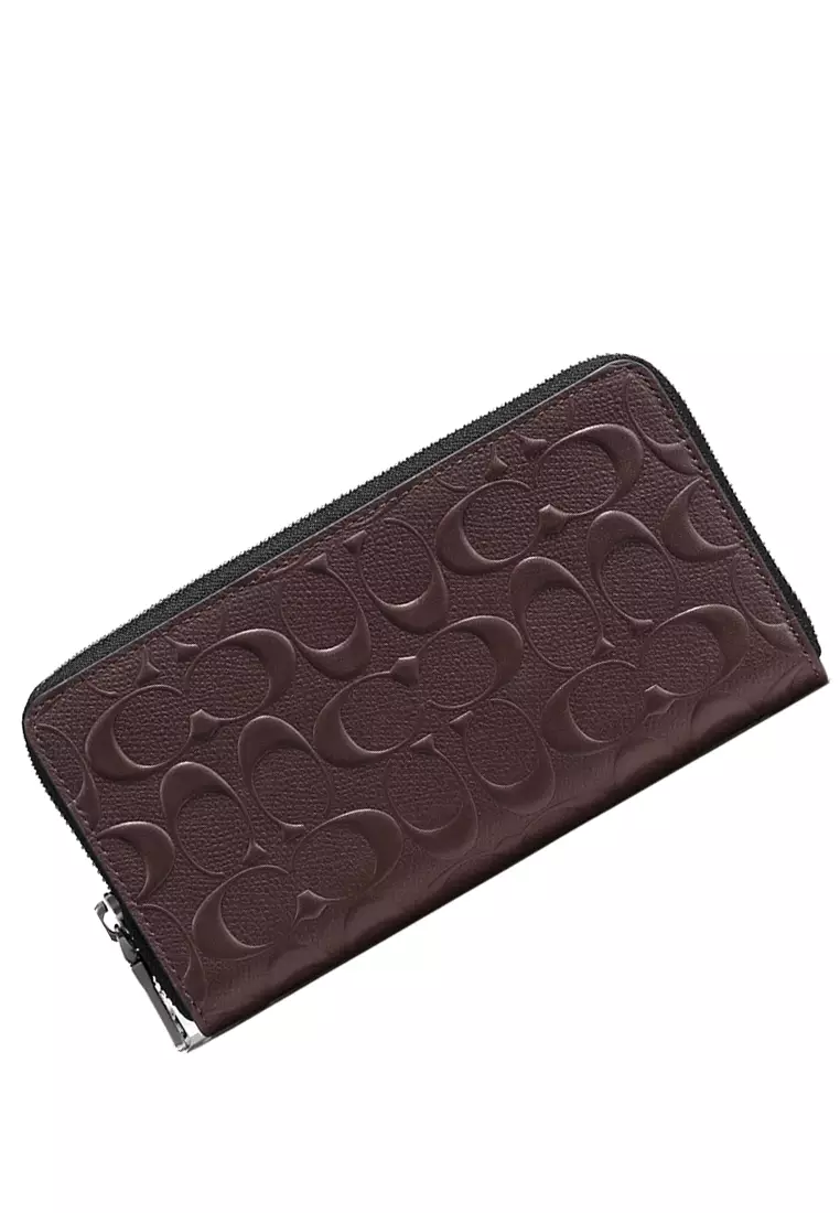 Mens Accordion Wallet In Signature Leather Mahogany