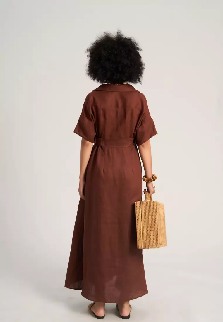 Linen Maxi Wrap Dress