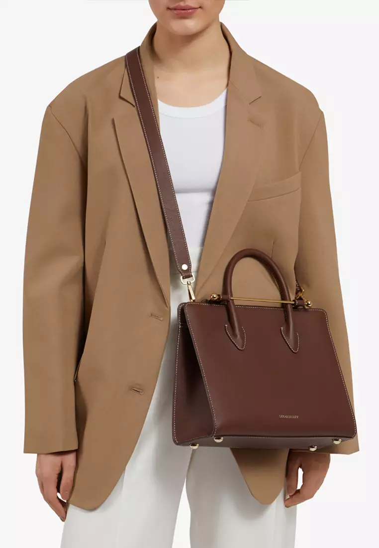 Buy Strathberry STRATHBERRY MIDI TOTE TS LEATHER CHOCOLATE