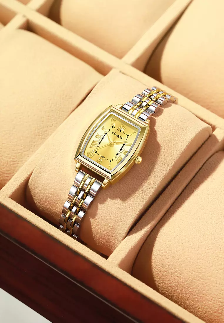 Jam Tangan Wanita Original Vintage Roman Design Anti Air Tali Alloy Jam Tangan Cewek Silvergold