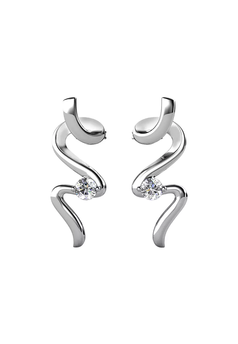 Spiral Earrings WG - Anting Crystal Swarovski by Her Jewellery