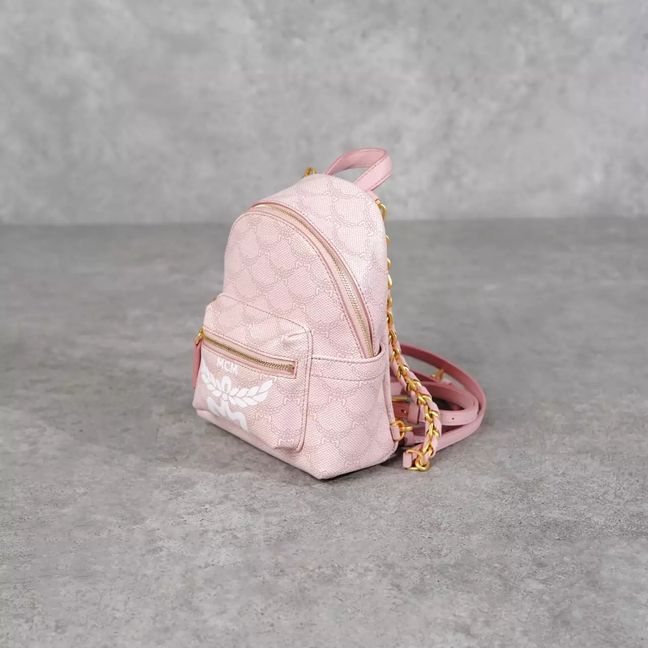 Tas MCM VISETOS WHITE PINK BEBEBOO BACKPACK 100% ORIGINAL