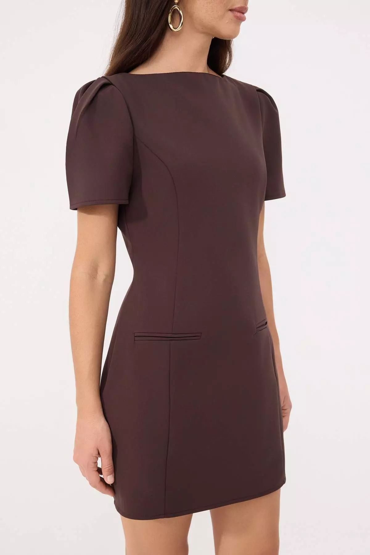Brown Fileto Pocket Detail Short / Mini Woven Dress Twoaw26El00373
