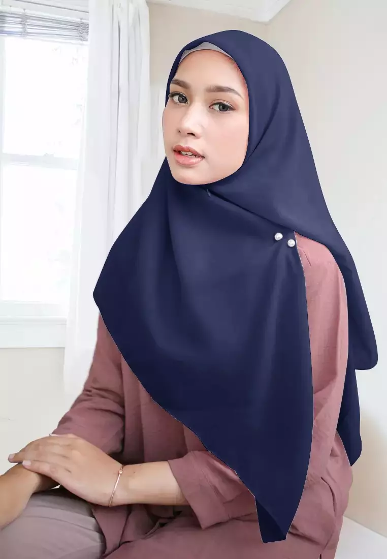 Cotton Bee - Shanara Instan | Hijab Segiempat Resleting - Deep Navy